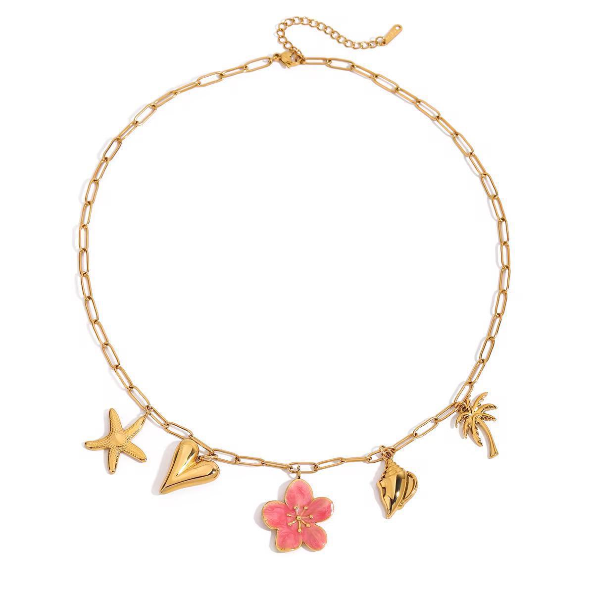Pink Cherry Blossom Waterproof Charm Necklace