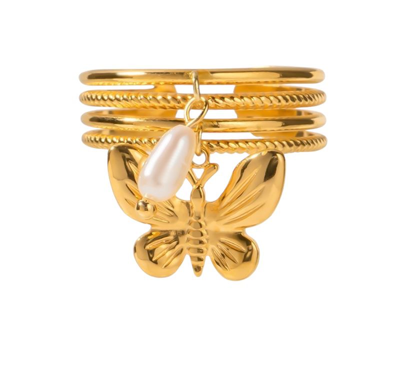 Butterfly Pearl Waterproof Ring
