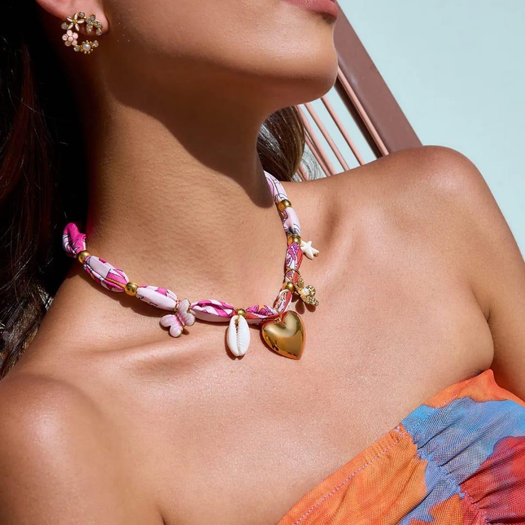 Pink Charm Waterproof Scarf Necklace