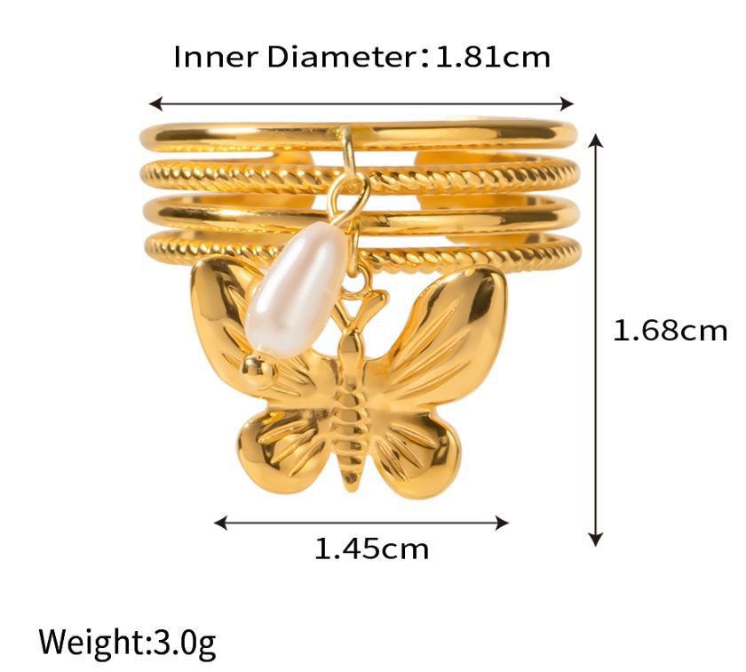 Butterfly Pearl Waterproof Ring