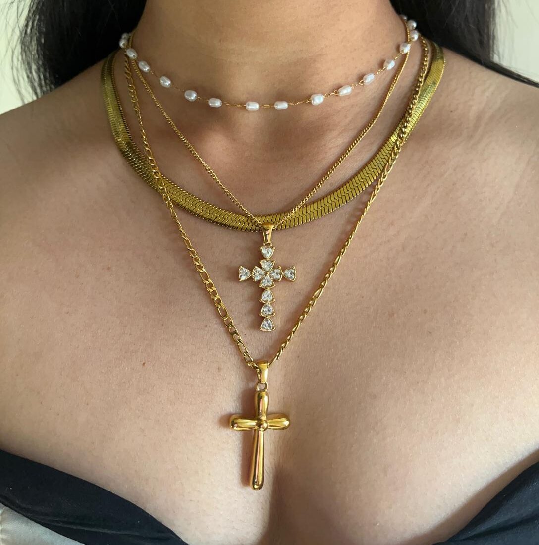 Studded Cross Waterproof Pendant