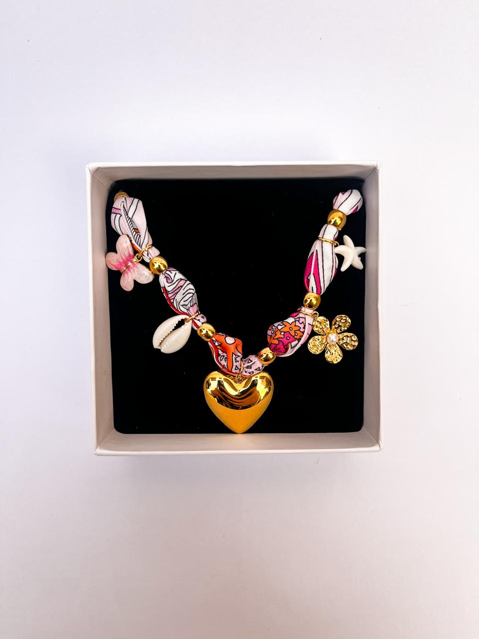 Pink Charm Waterproof Scarf Necklace