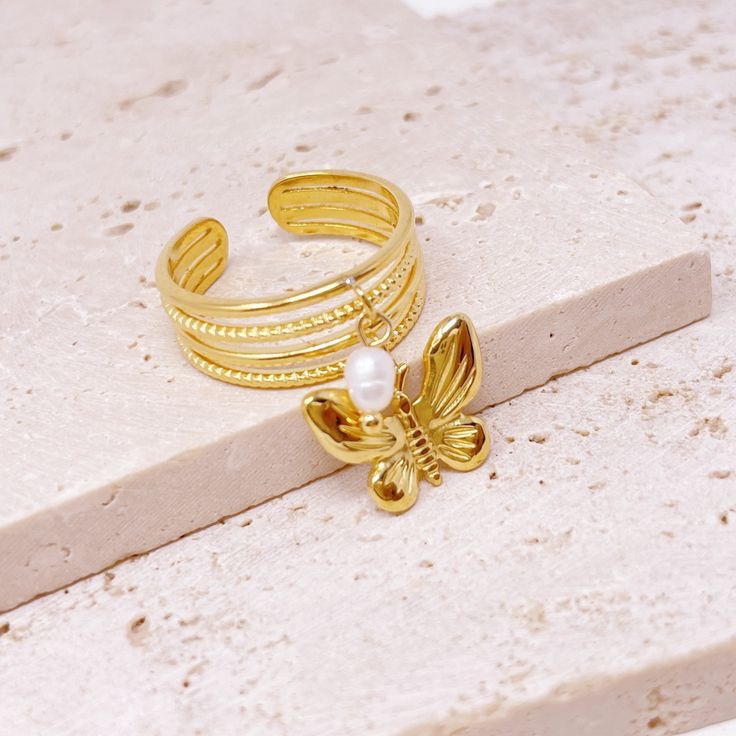 Butterfly Pearl Waterproof Ring