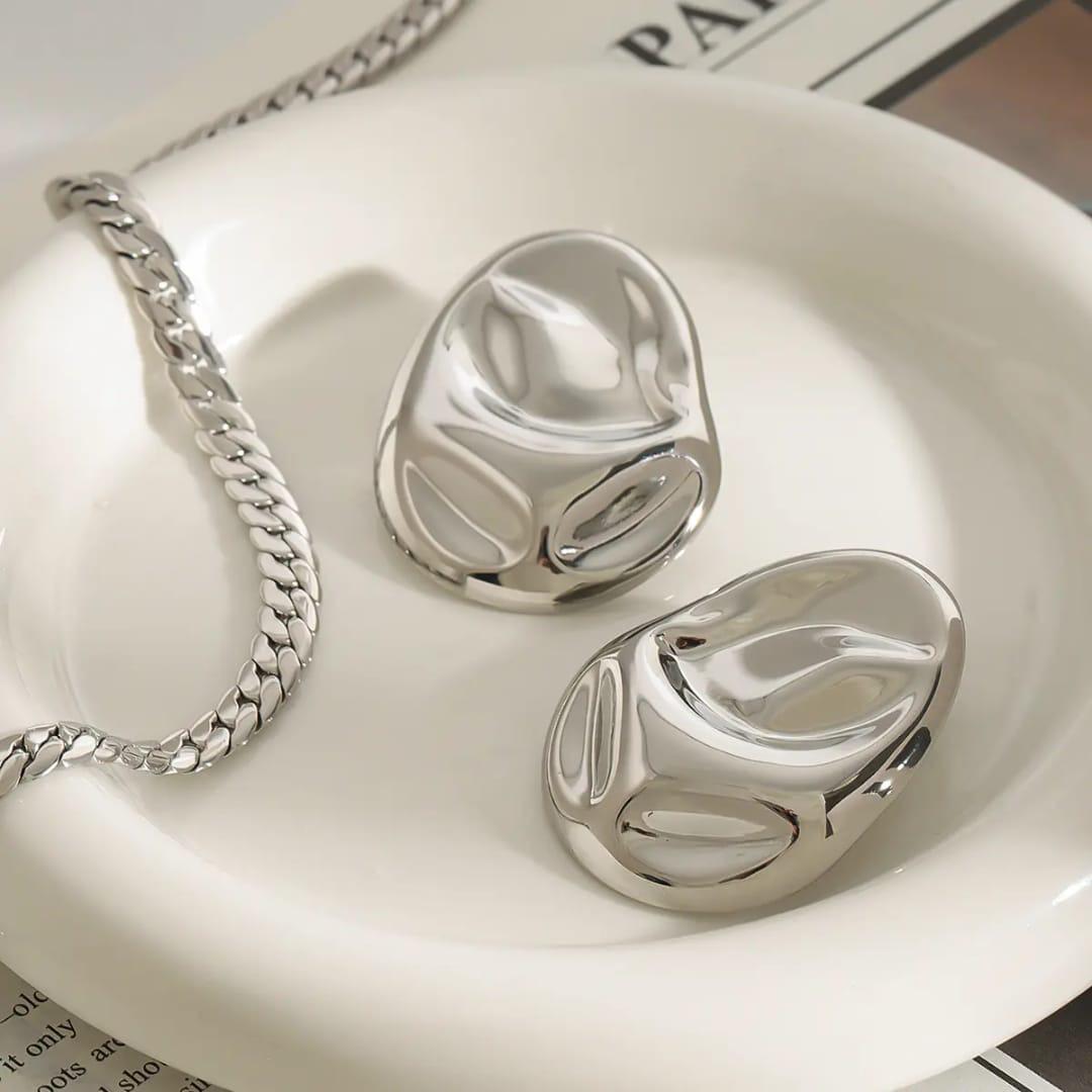 Silver Irregular Statement Earrings