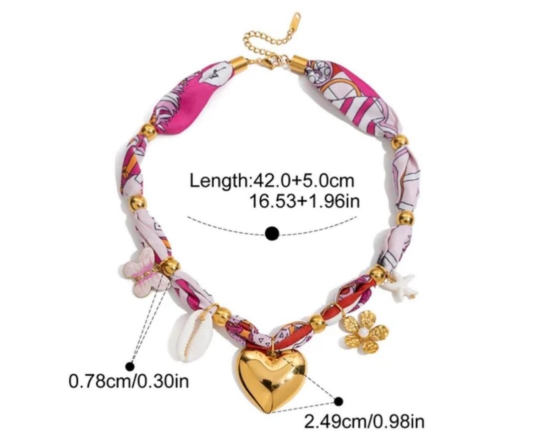 Pink Charm Waterproof Scarf Necklace