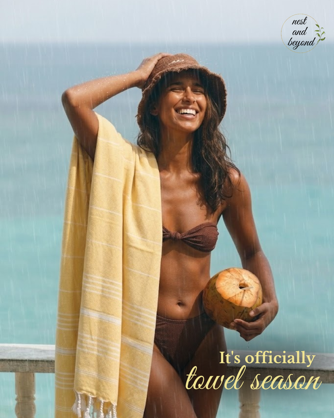 'Yellow Minimalist' Bamboo towel