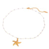 Gold Pearl Chain Starfish Waterproof Necklace