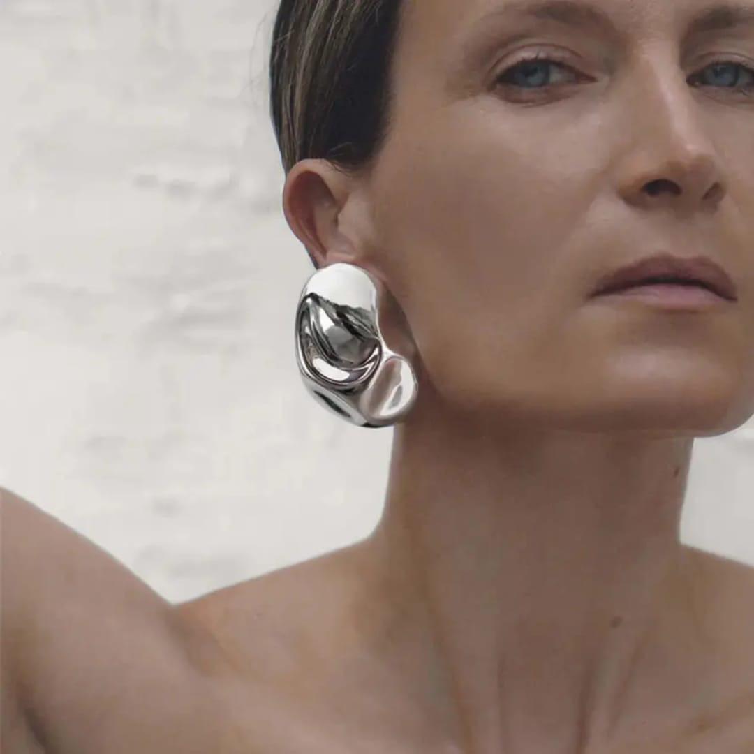 Silver Irregular Statement Earrings