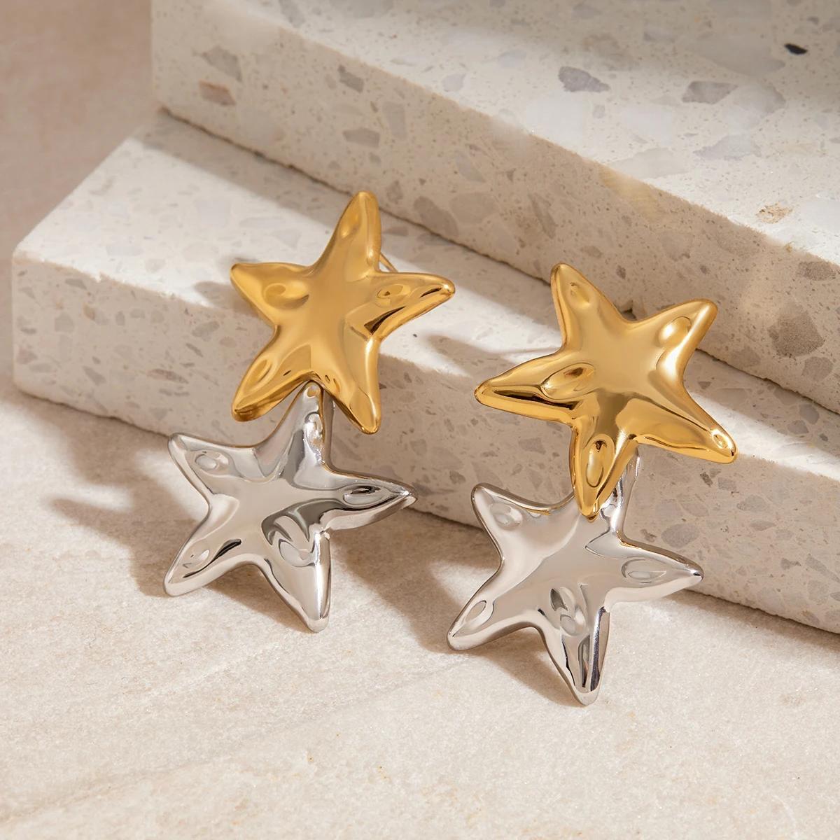Starfish Mix Metals Waterproof Earrings
