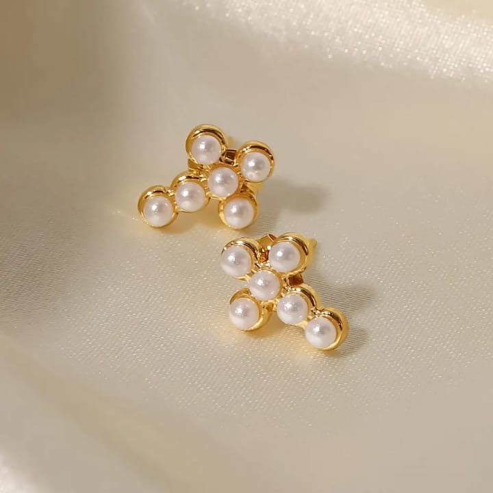 Cross Pearls Earrings