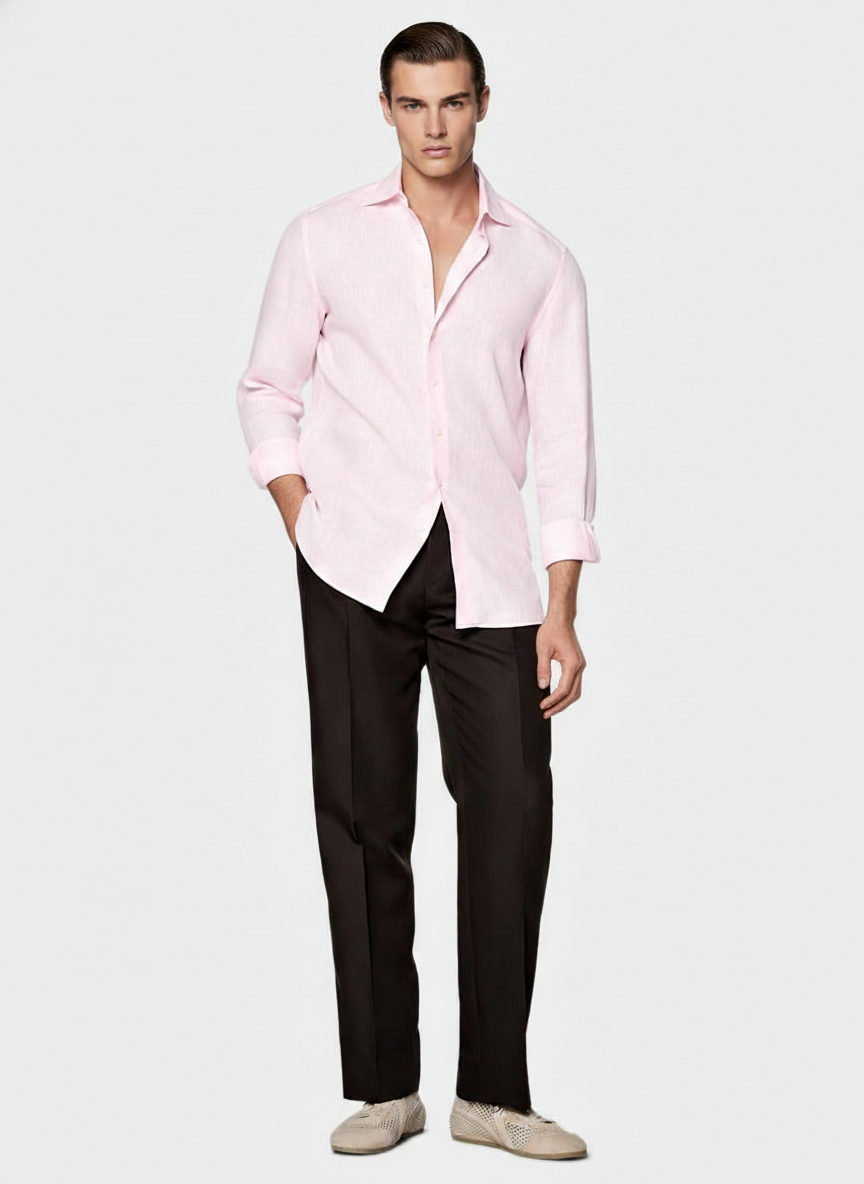 100% Linen Shirt Baby Pink