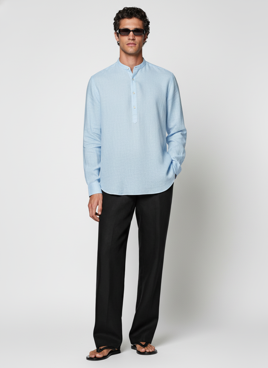 100% Linen Kurta Blue