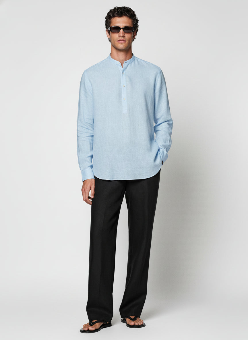 100% Linen Kurta Blue