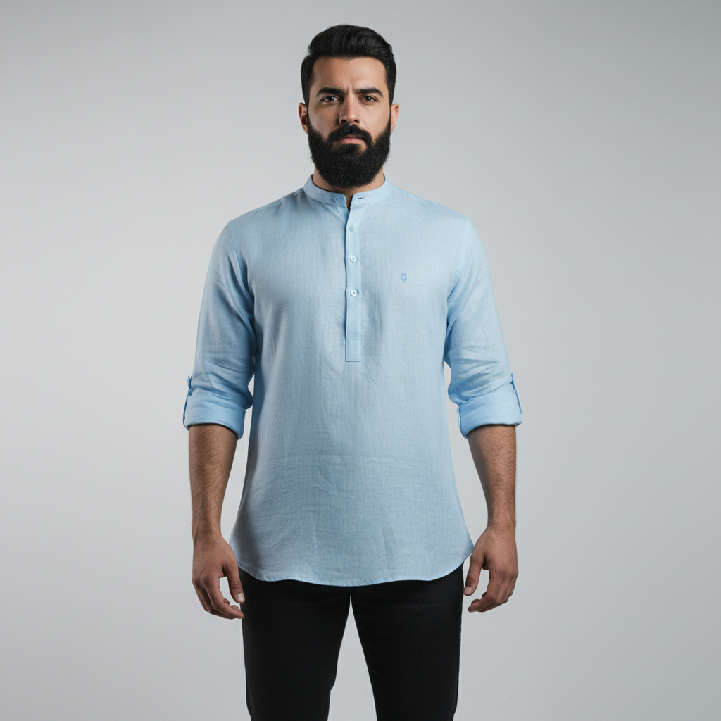 100% Linen Kurta Blue