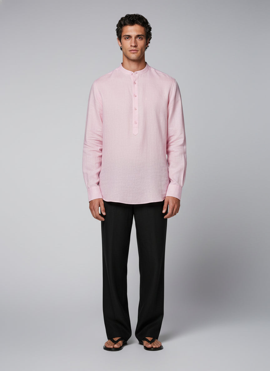 100% Linen Kurta Brandy Rose