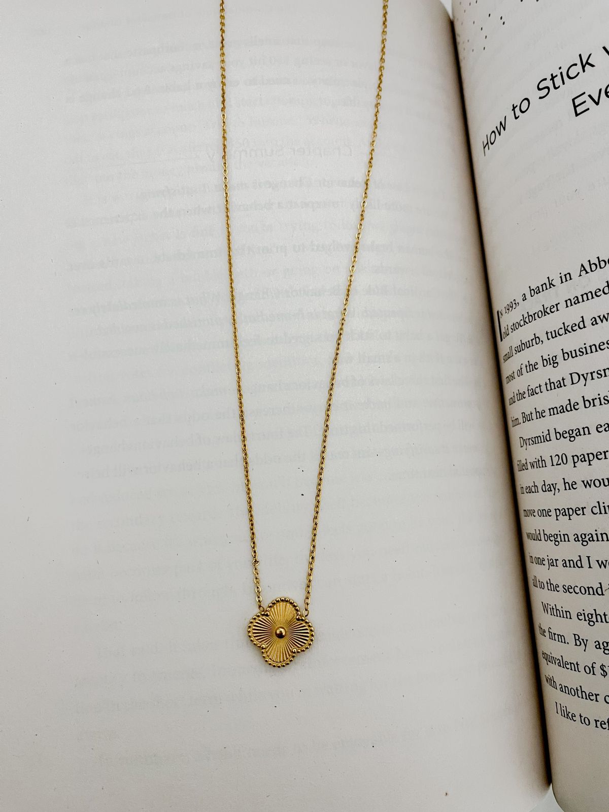 Gold Clover Pendant  Necklace