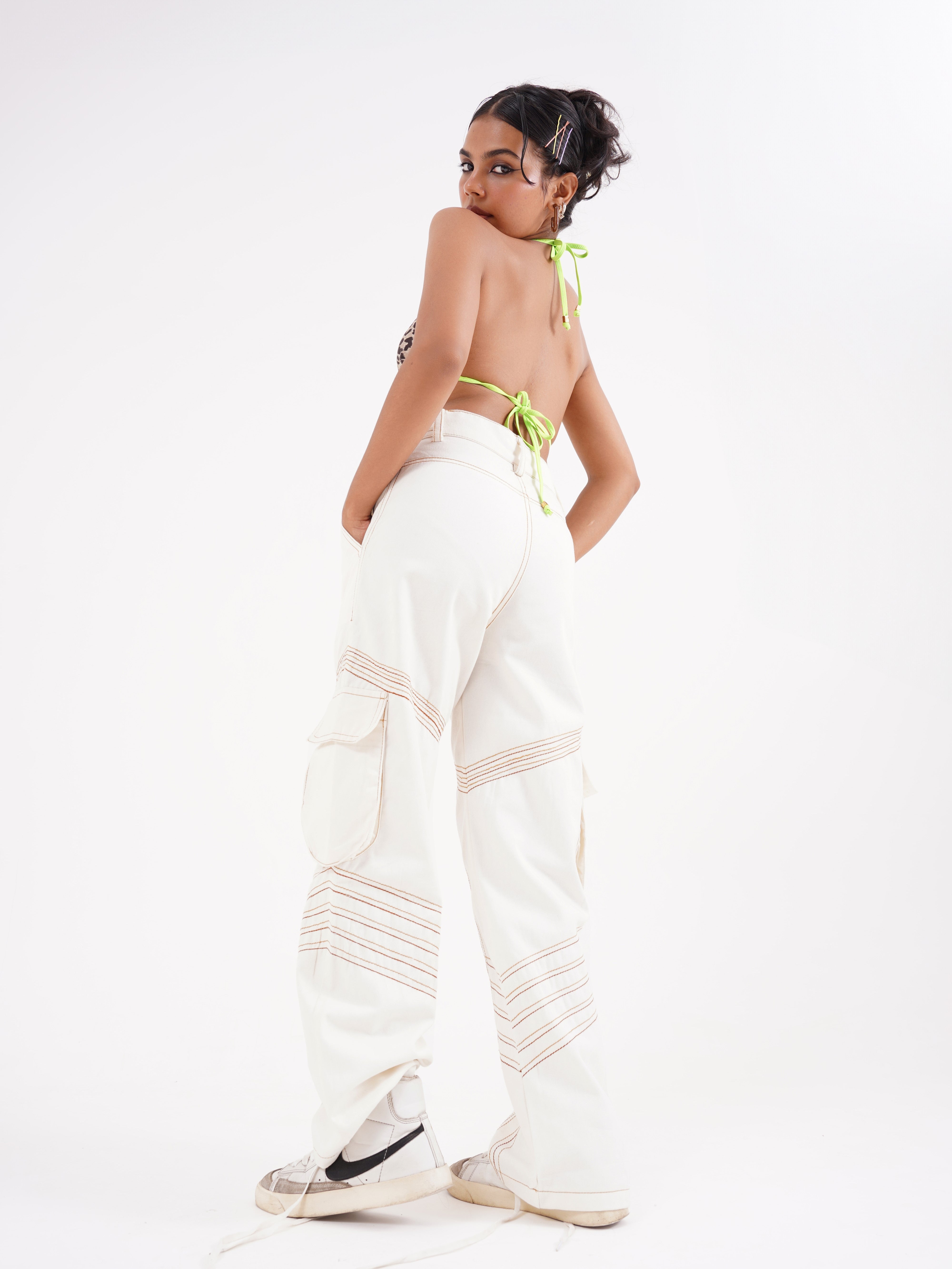 Crystal embroidered jeans