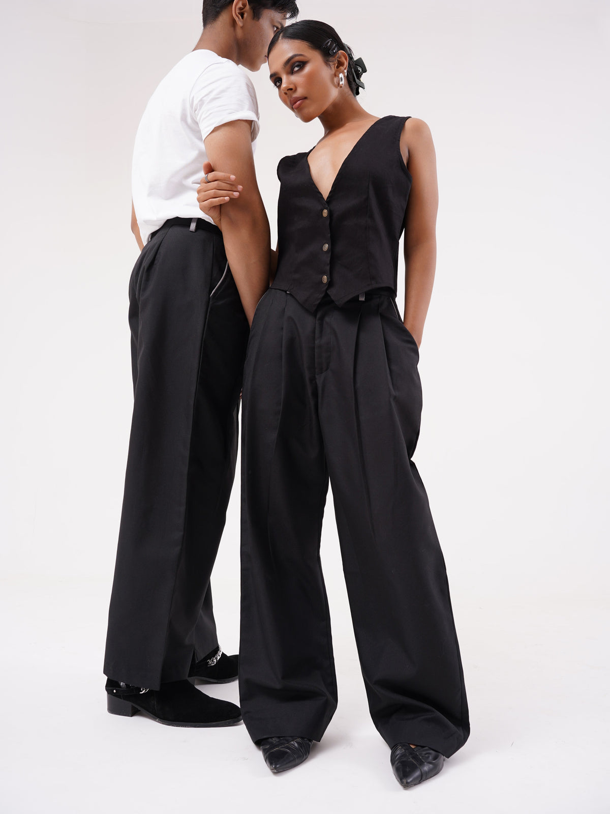 Sauve Tailored Pleated Wide-Leg Trousers
