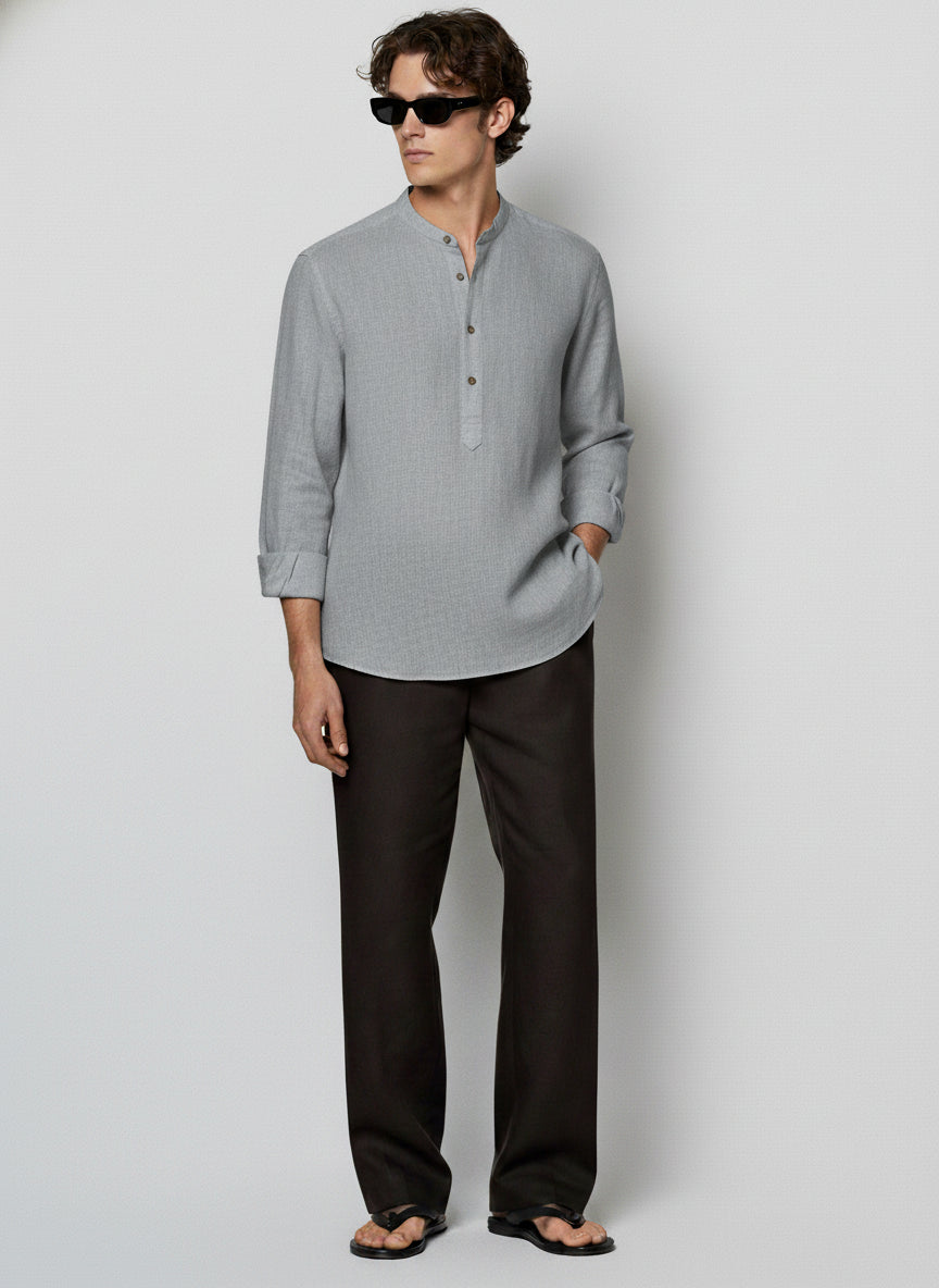 100% Linen Kurta Grey