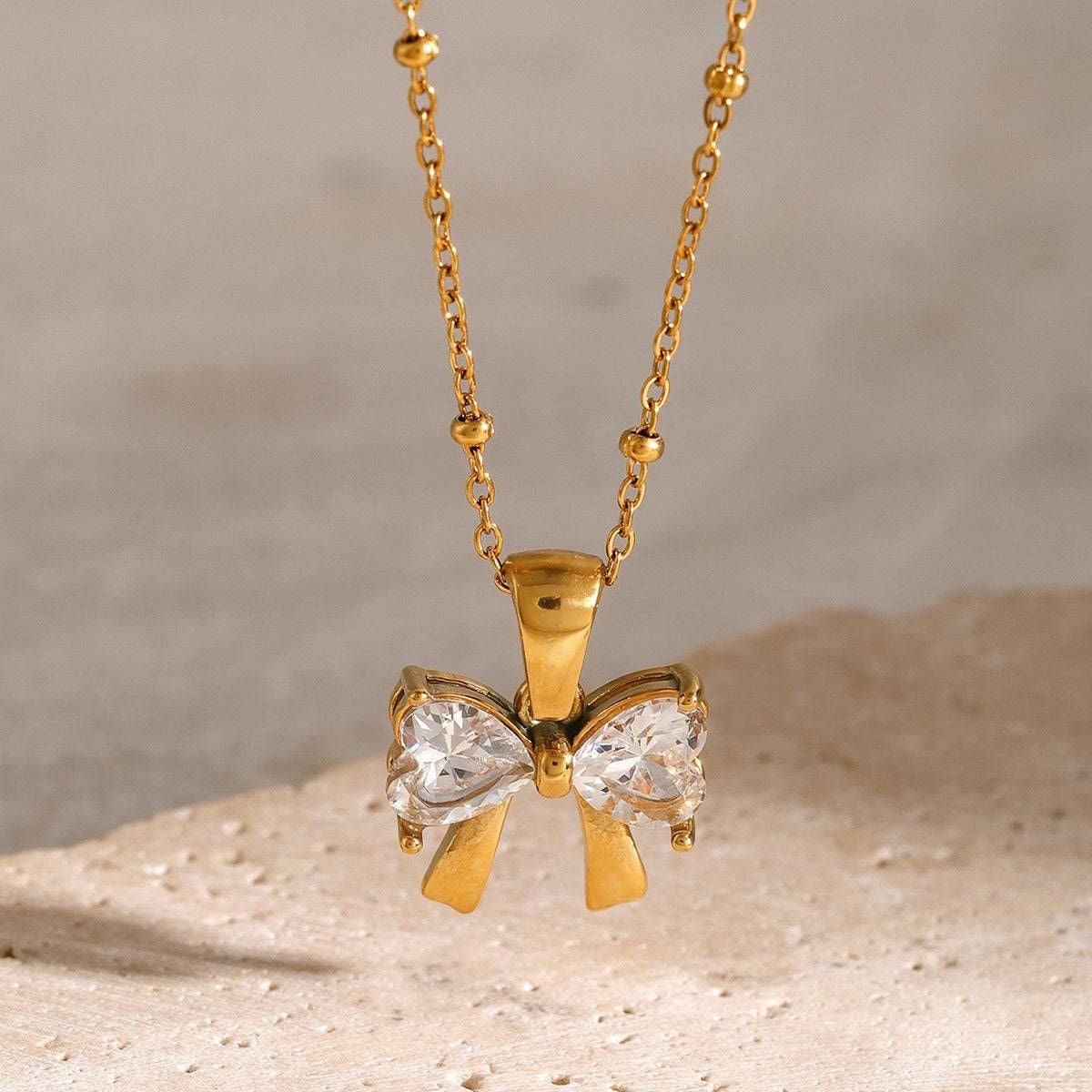 Crystal Bow  Necklace