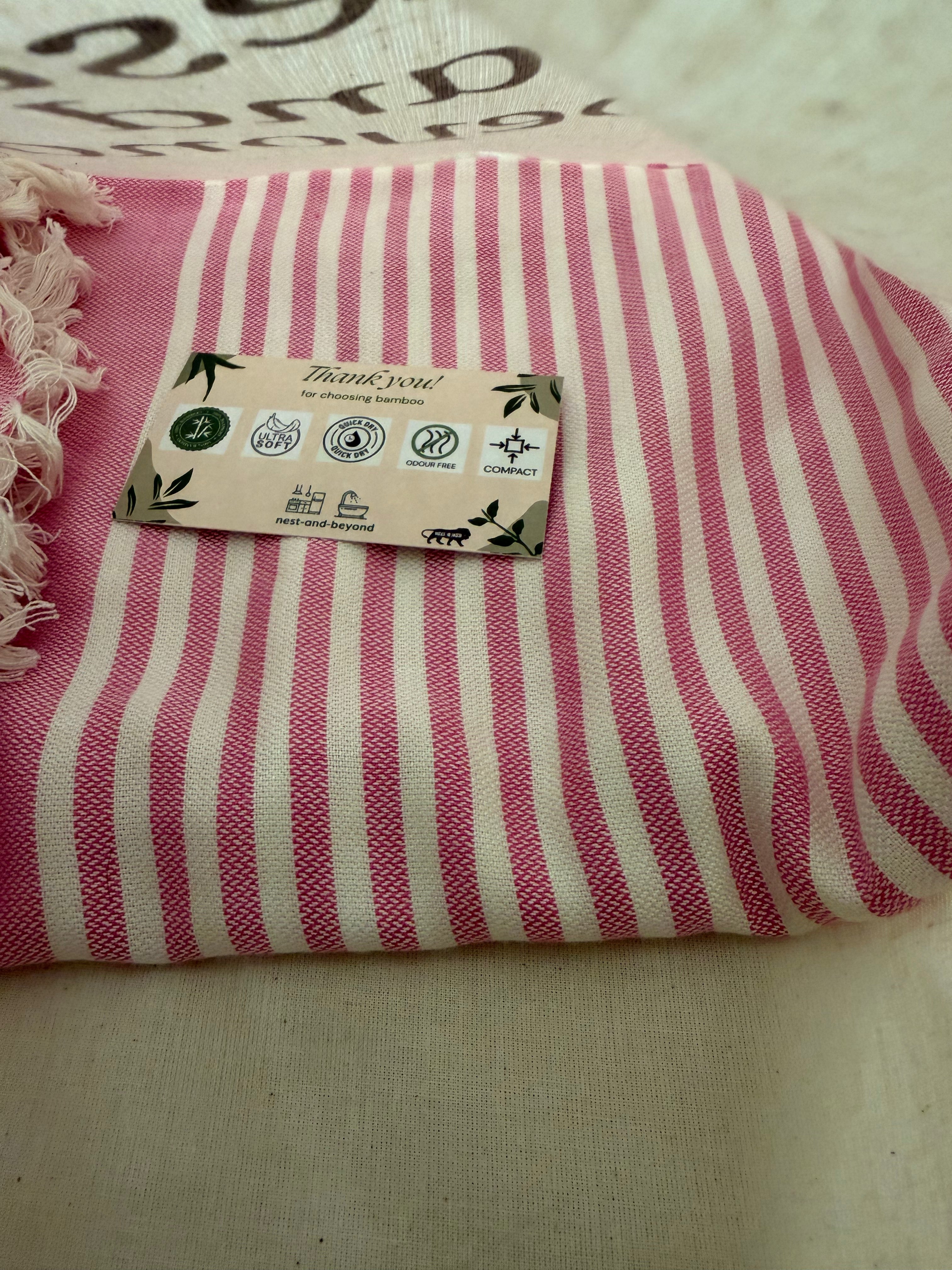 'Pink Striped' Bamboo towel