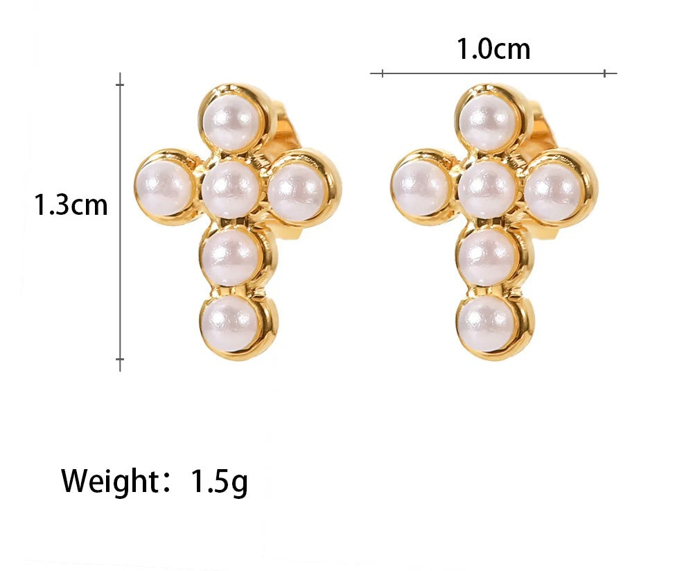 Cross Pearls Earrings