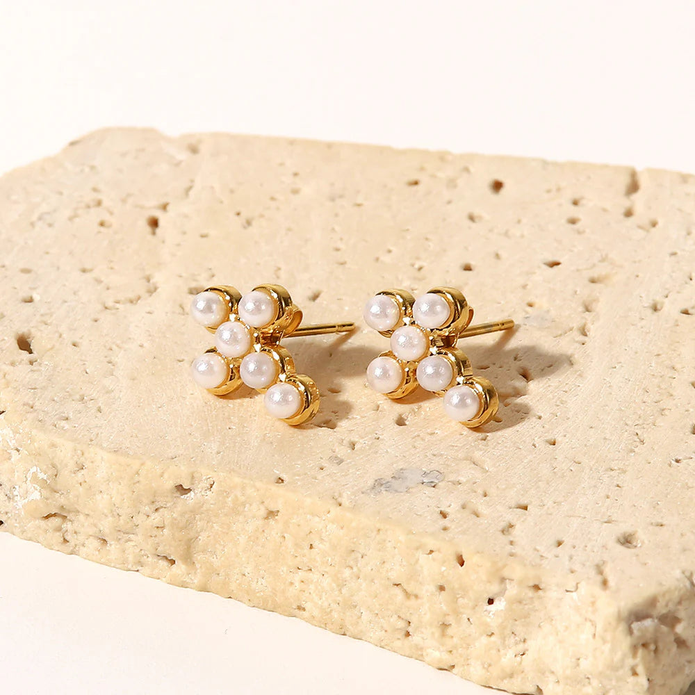 Cross Pearls Earrings