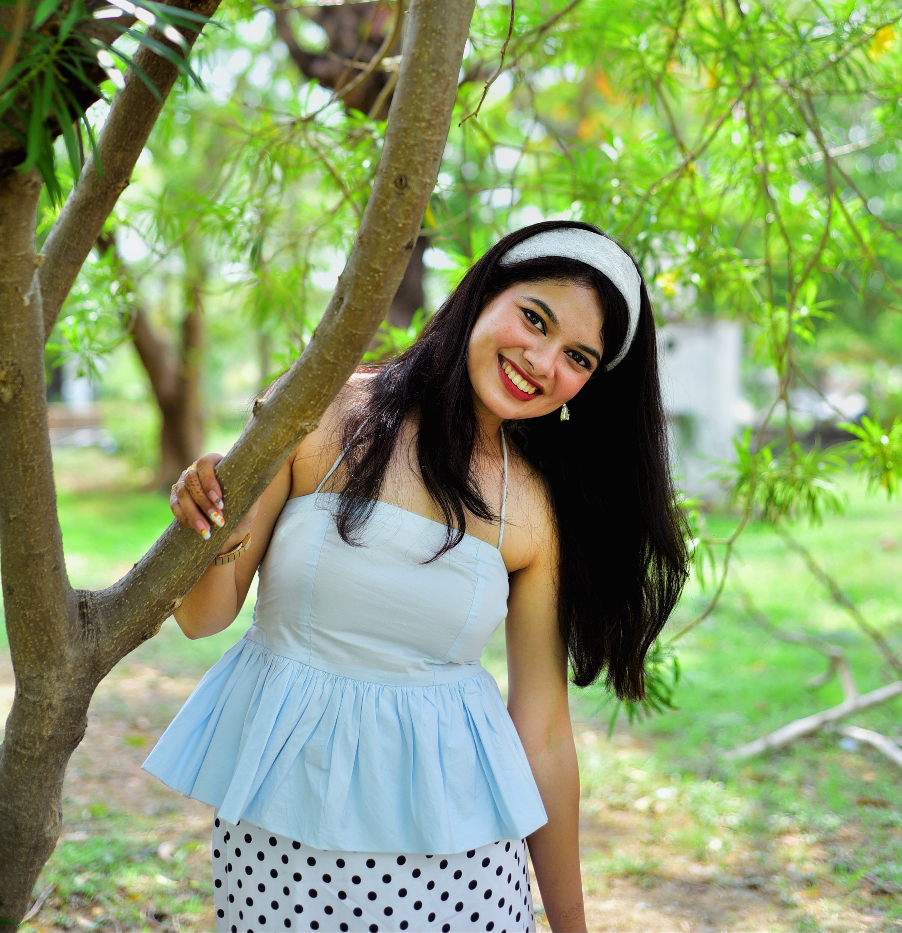 Jasmine bubble top in sky blue