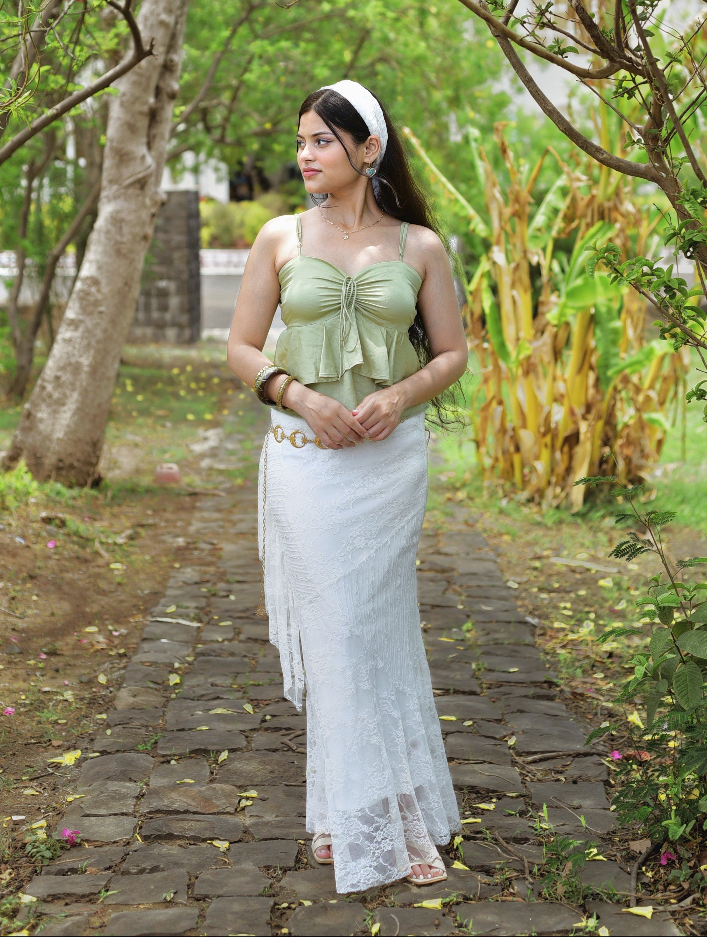 Ivy frill top in sage