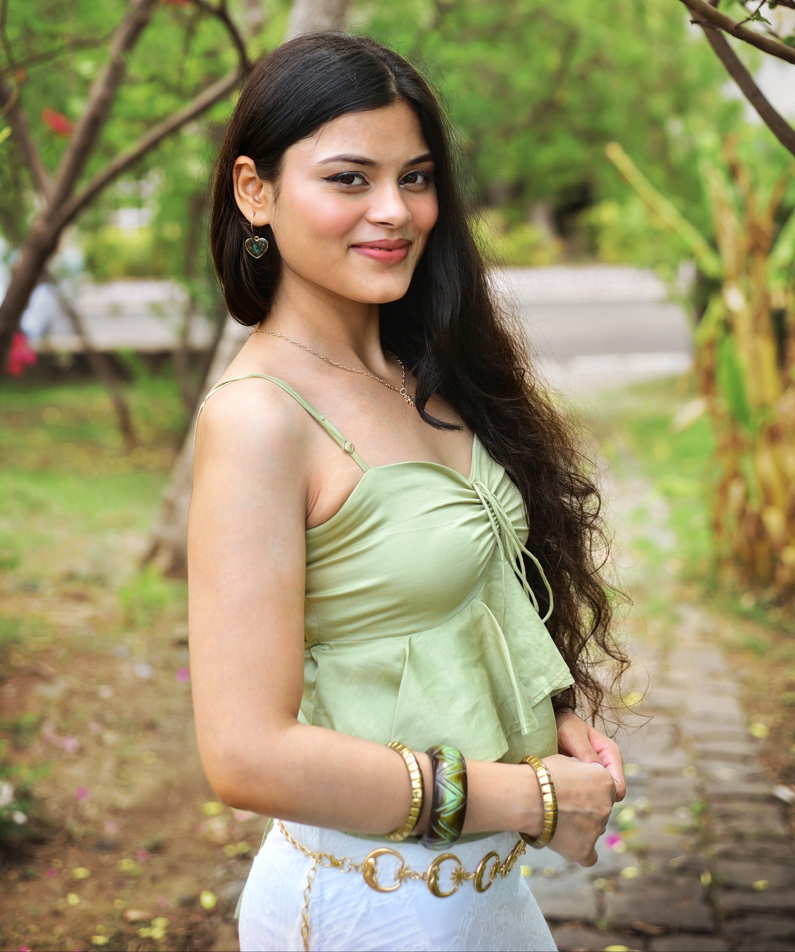 Ivy frill top in sage