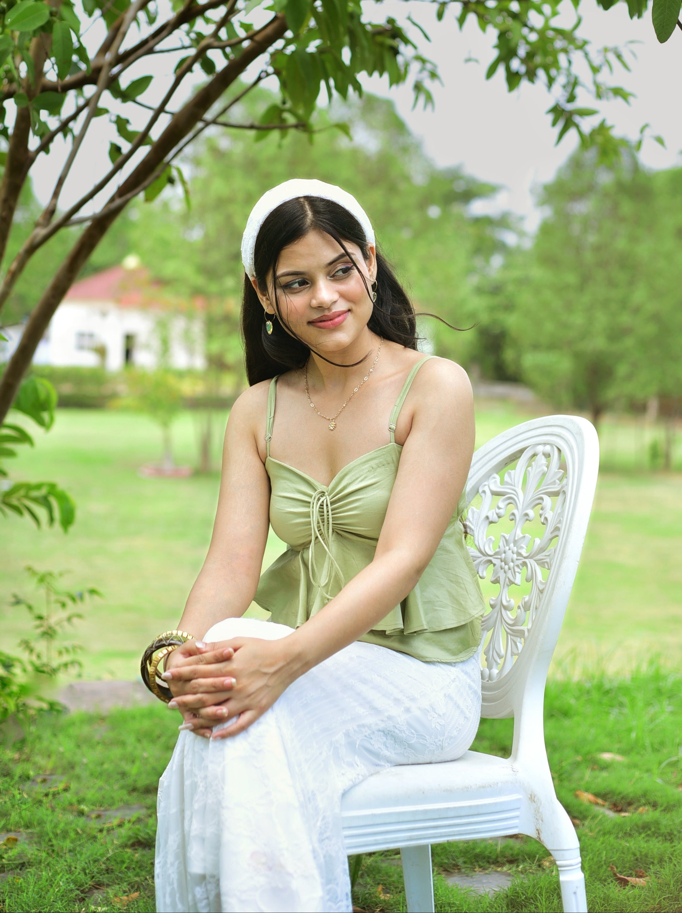 Ivy frill top in sage