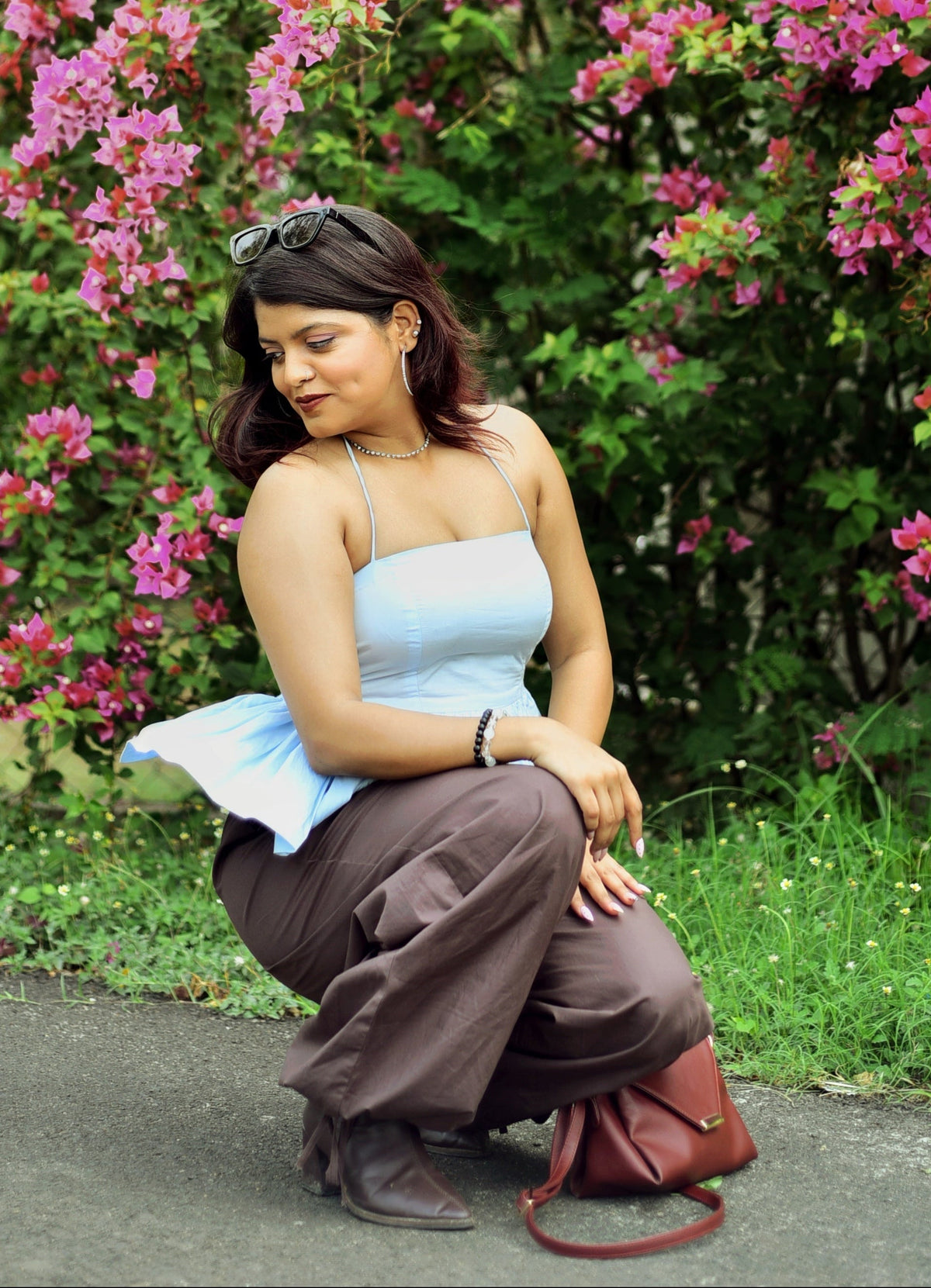Jasmine bubble top in sky blue