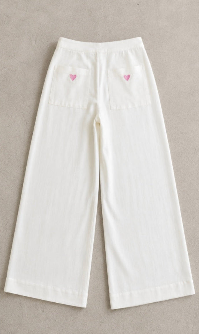 Lily straight fit heart trouser in beige