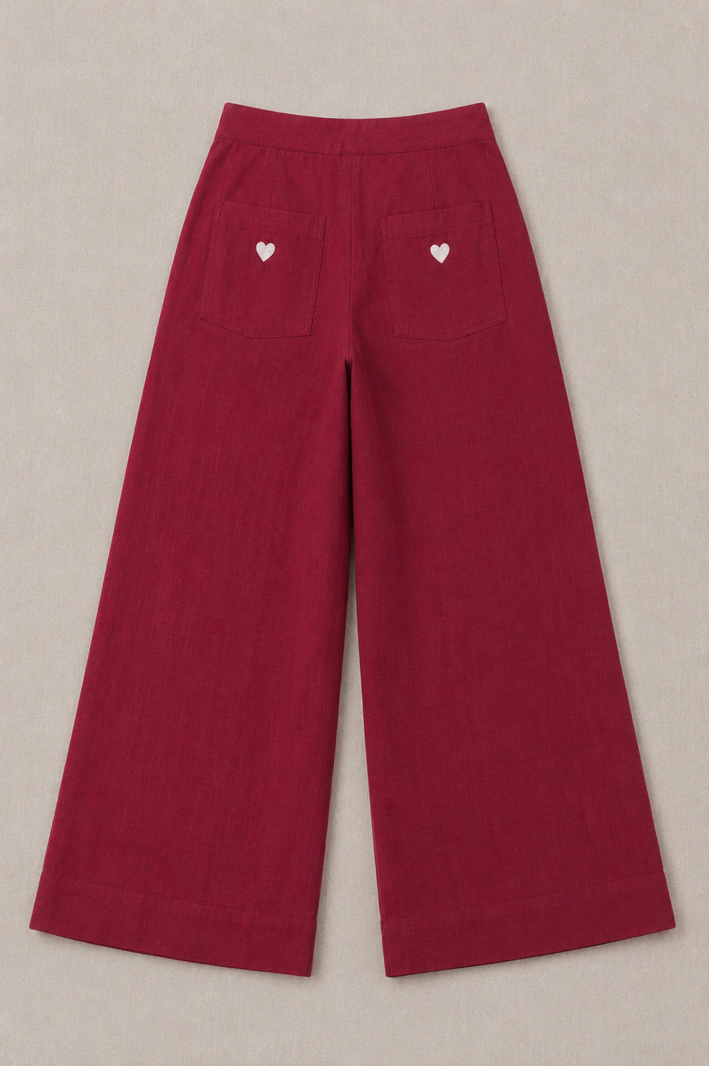 Rosy straight fit heart trouser in crimson