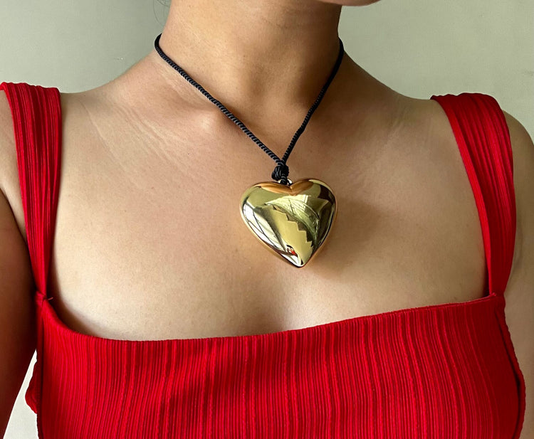 Heart Pendant Rope Waterproof Necklace