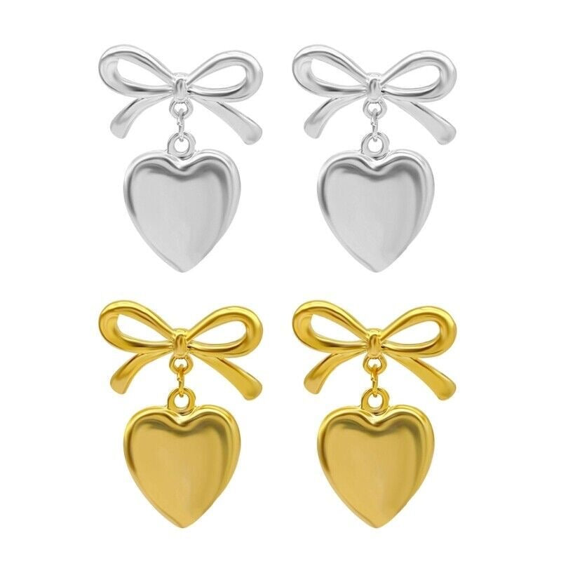 Bow Hearts Waterproof Earrings