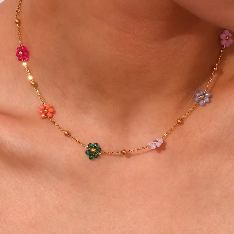 Multicolored Flower Necklace