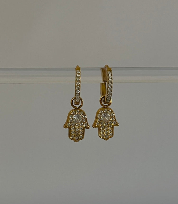 Hamsa  Charm Hoops