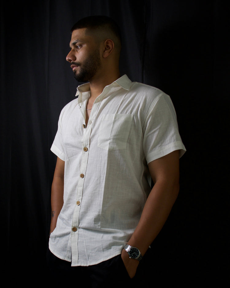 White Kiro Half-Sleeved Shirt