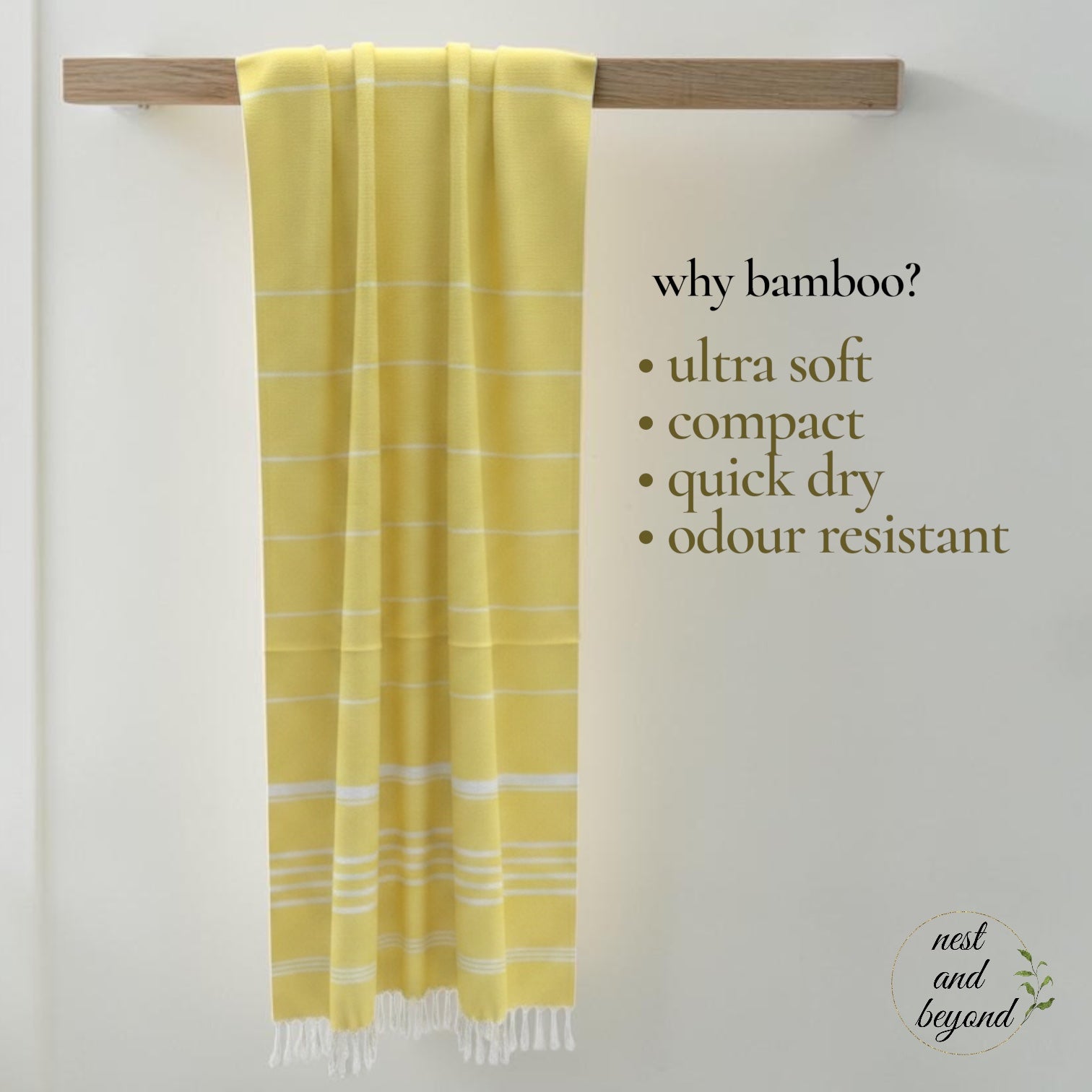 'Yellow Minimalist' Bamboo towel