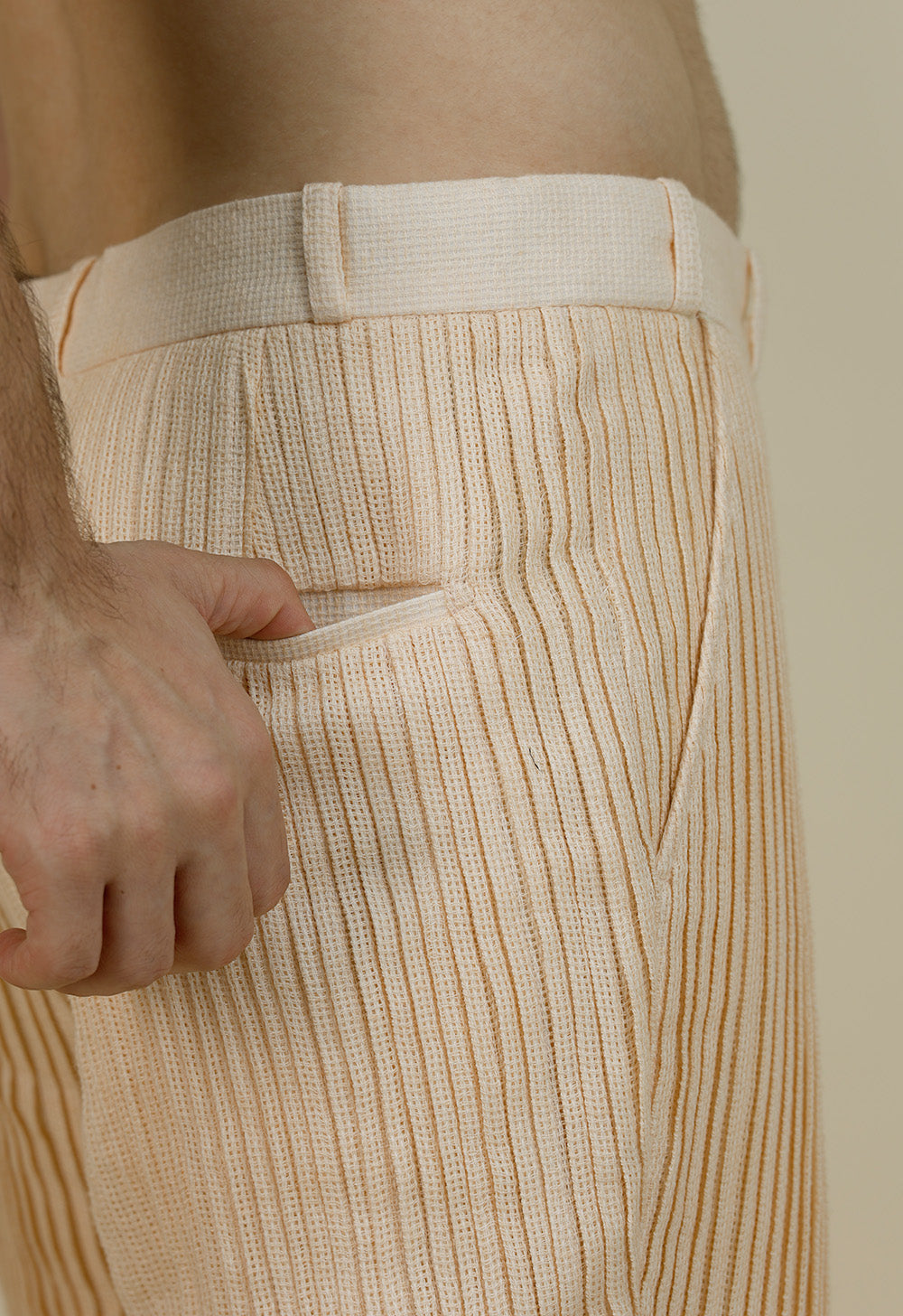 Pleated Peach Net Trouser