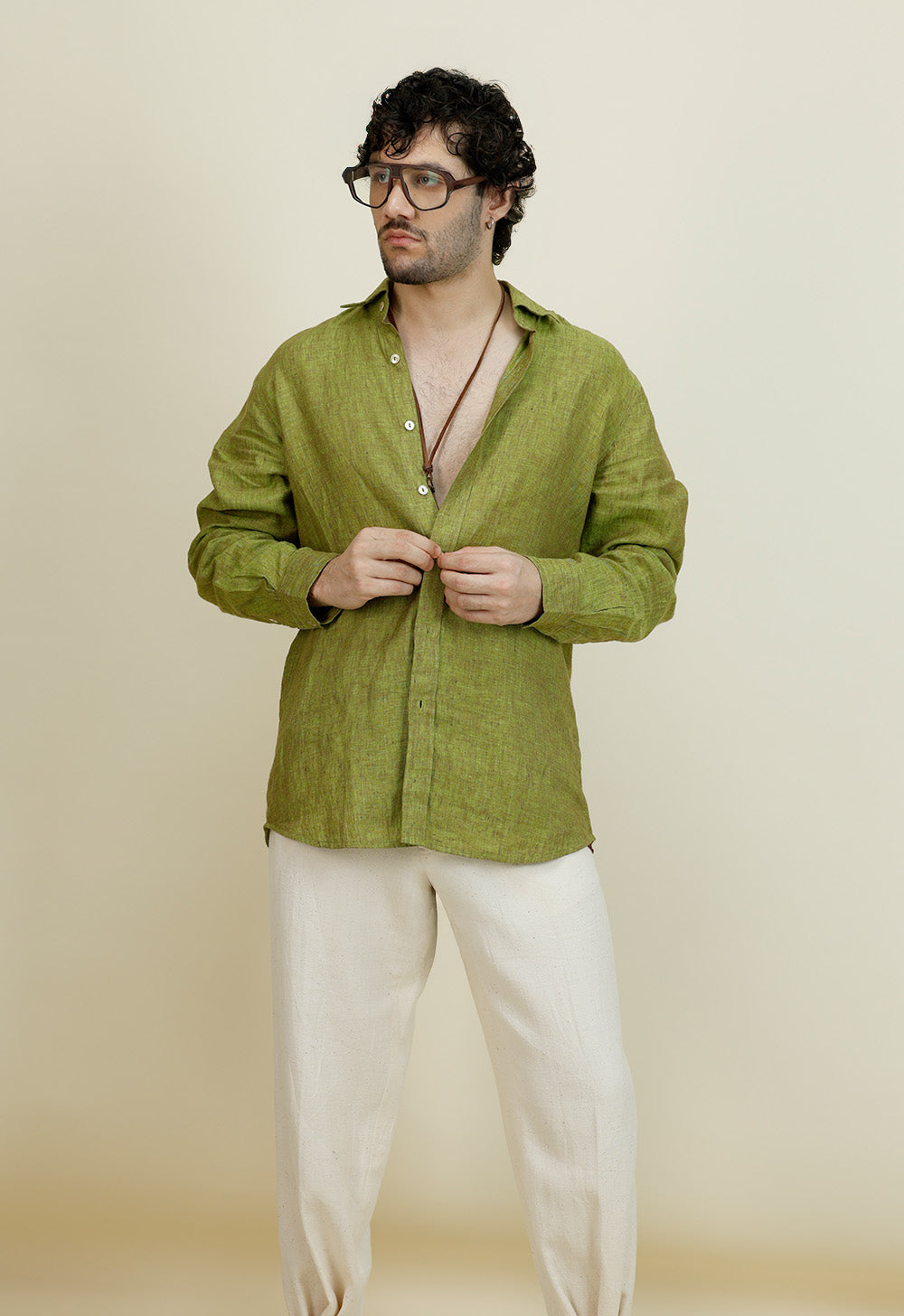 Dusky green linen