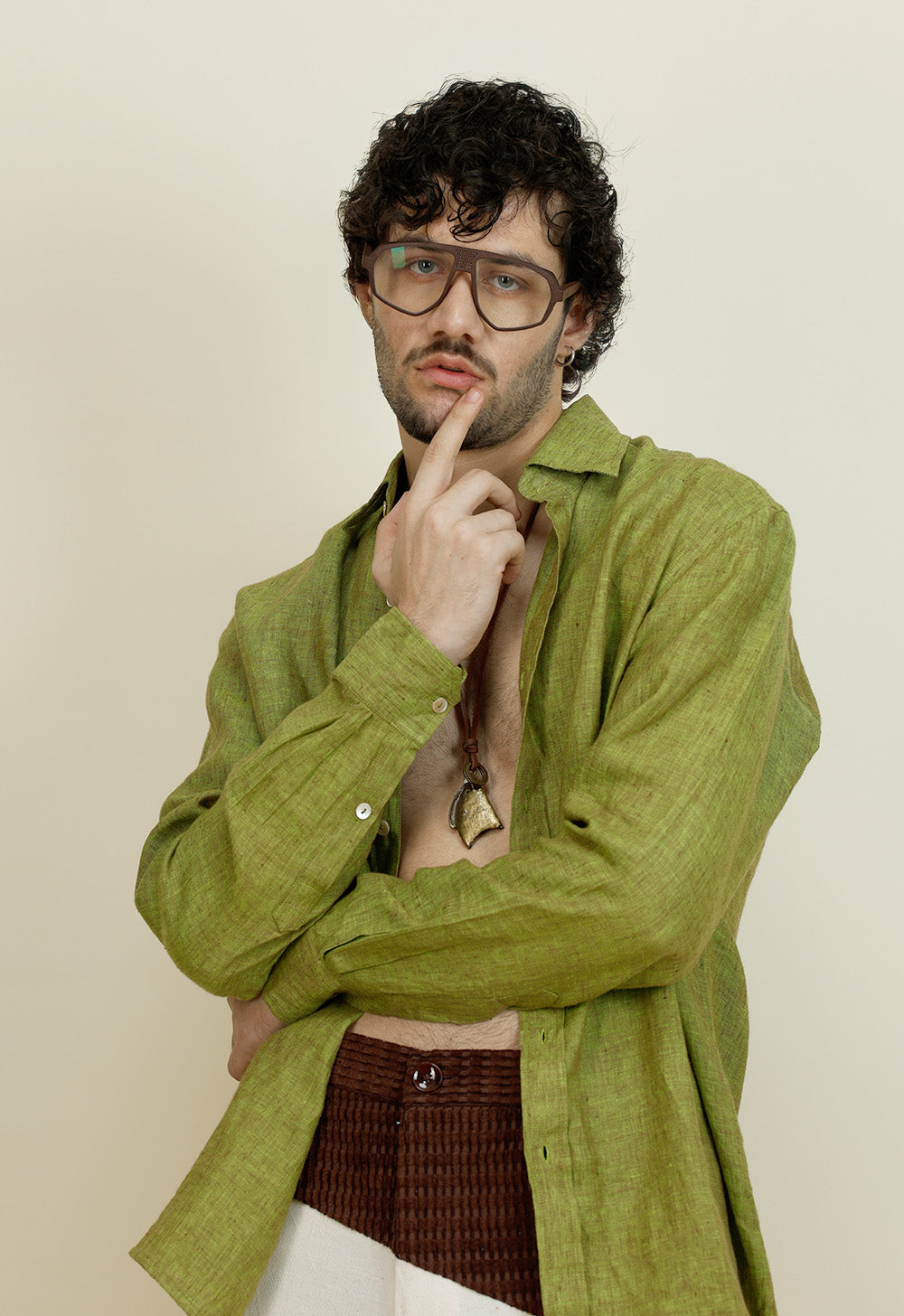 Dusky green linen
