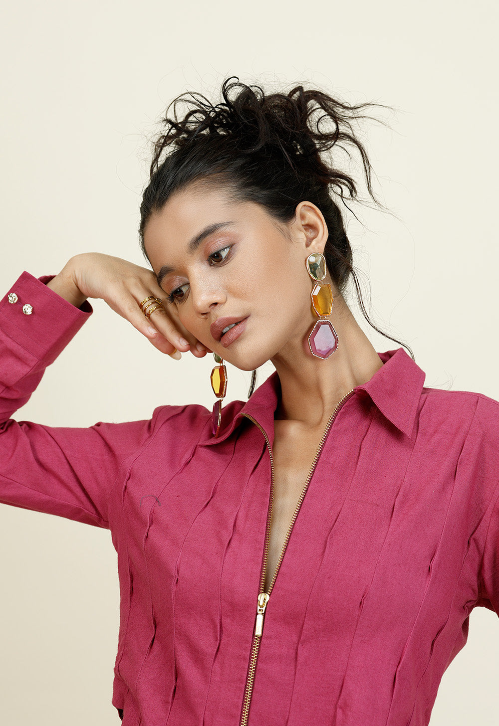 Pleated Cropped Jacket