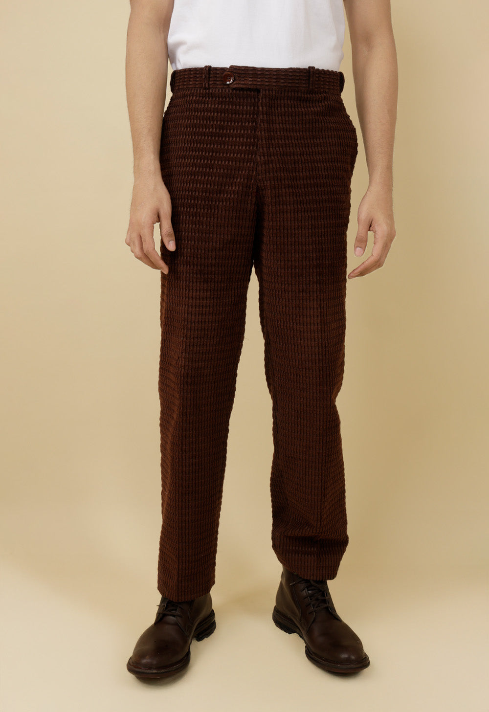 Burnt brown textured Pants
