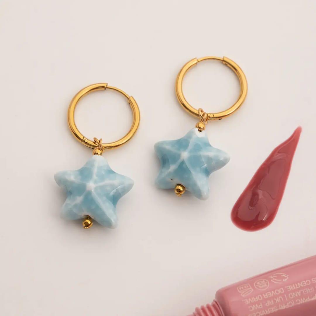 Baby Blue Star Waterproof Earrings
