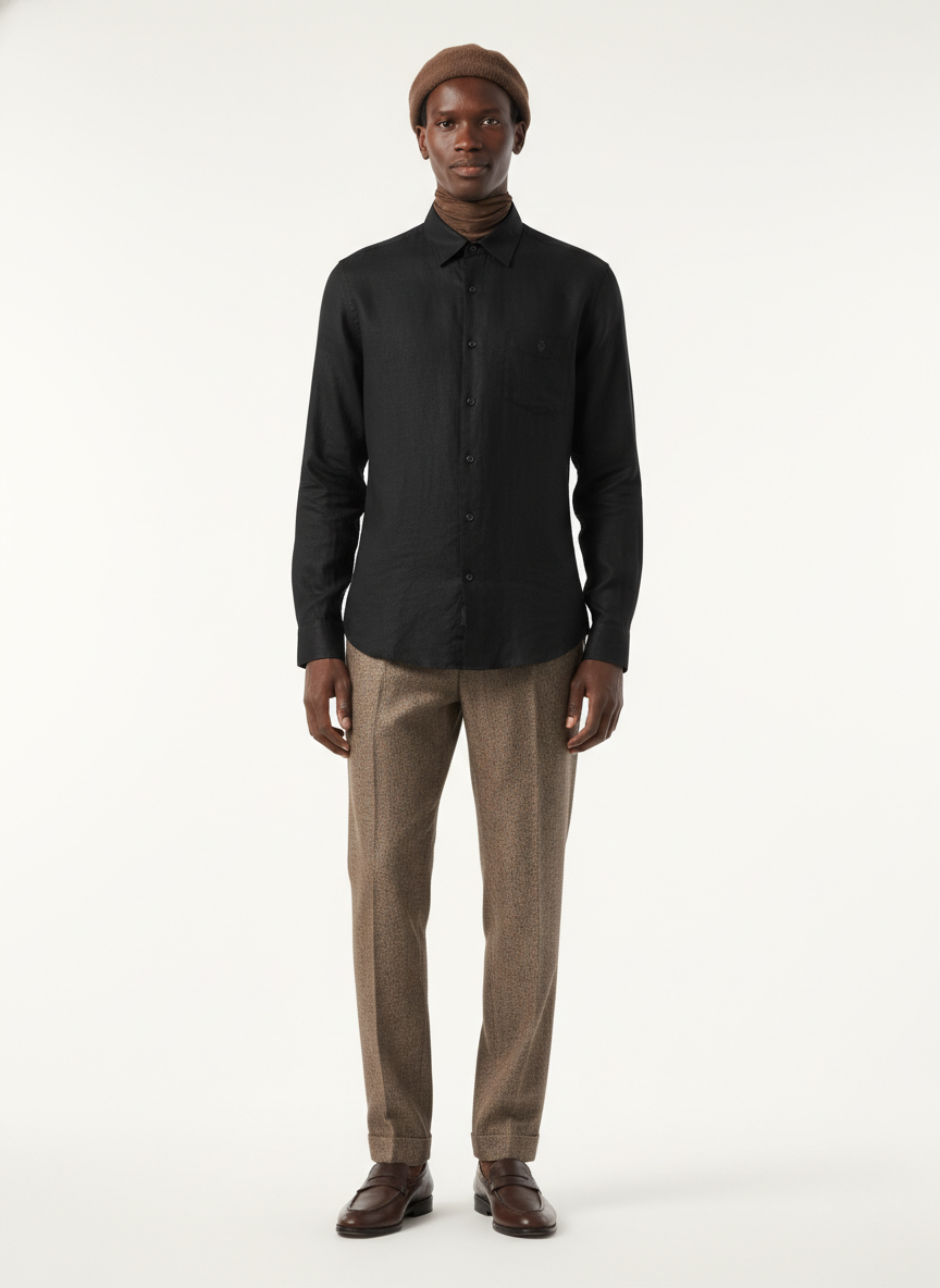 100% Linen Shirt Black