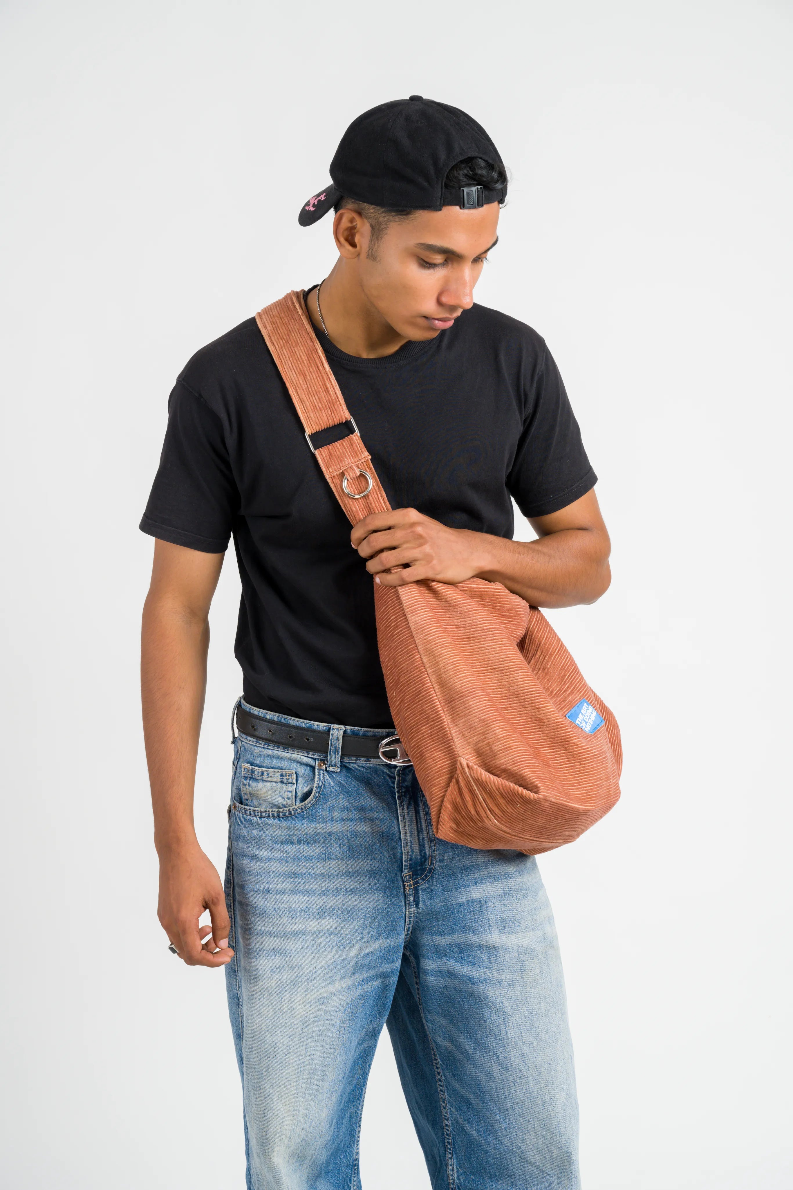 Corduroy Cross-Body Bag - Brown