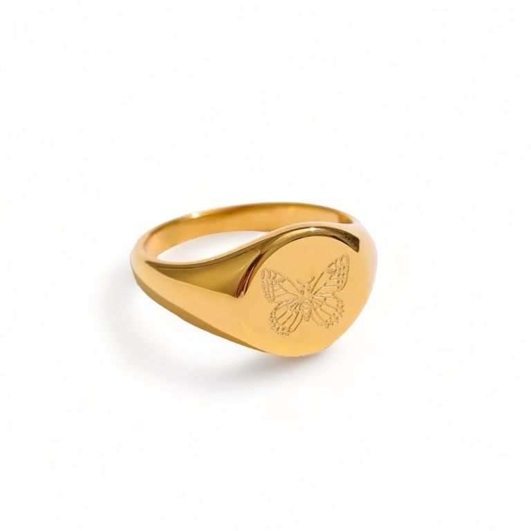 Butterfly Signet Waterproof Ring