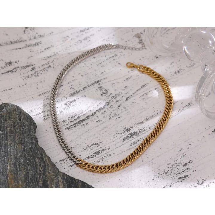 Statement Chain Mixed Metal Waterproof Necklace